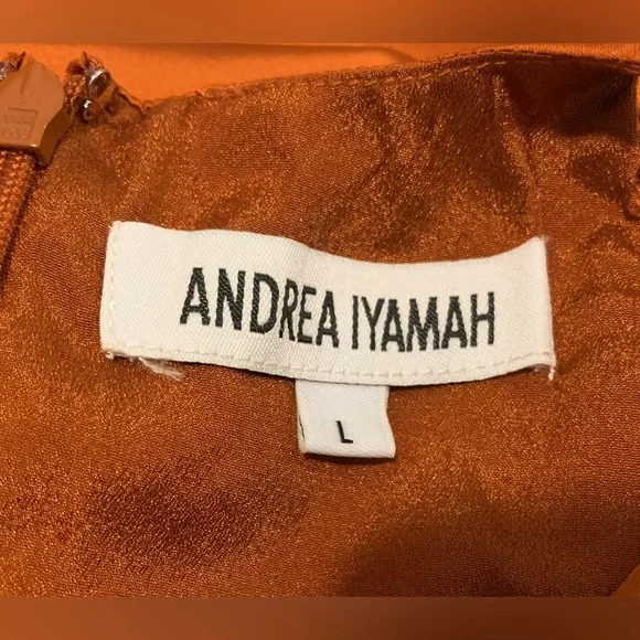 Andrea Iyamah Orange Reni Knotted Dress Size Large/US 10 New - Picture 5 of 15